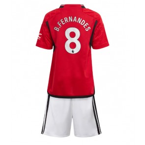 Manchester United Bruno Fernandes #8 Hemmaställ Barn 2023-24 Kortärmad (+ Korta byxor)
